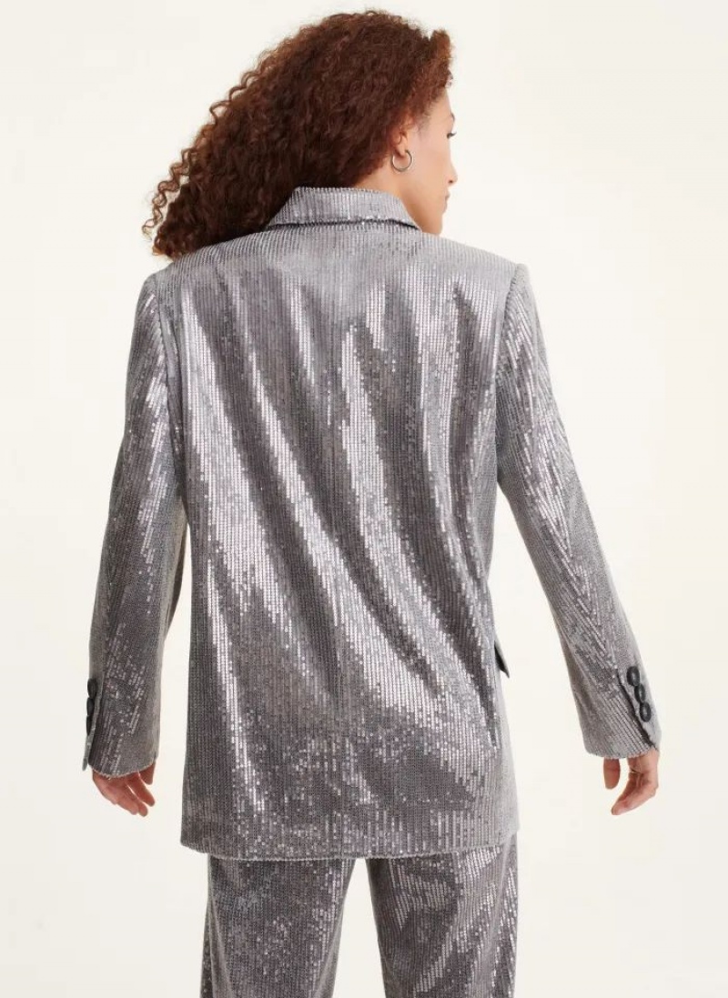 DKNY Oversized Sequin Blazer Damen Silber | Austria_D0211