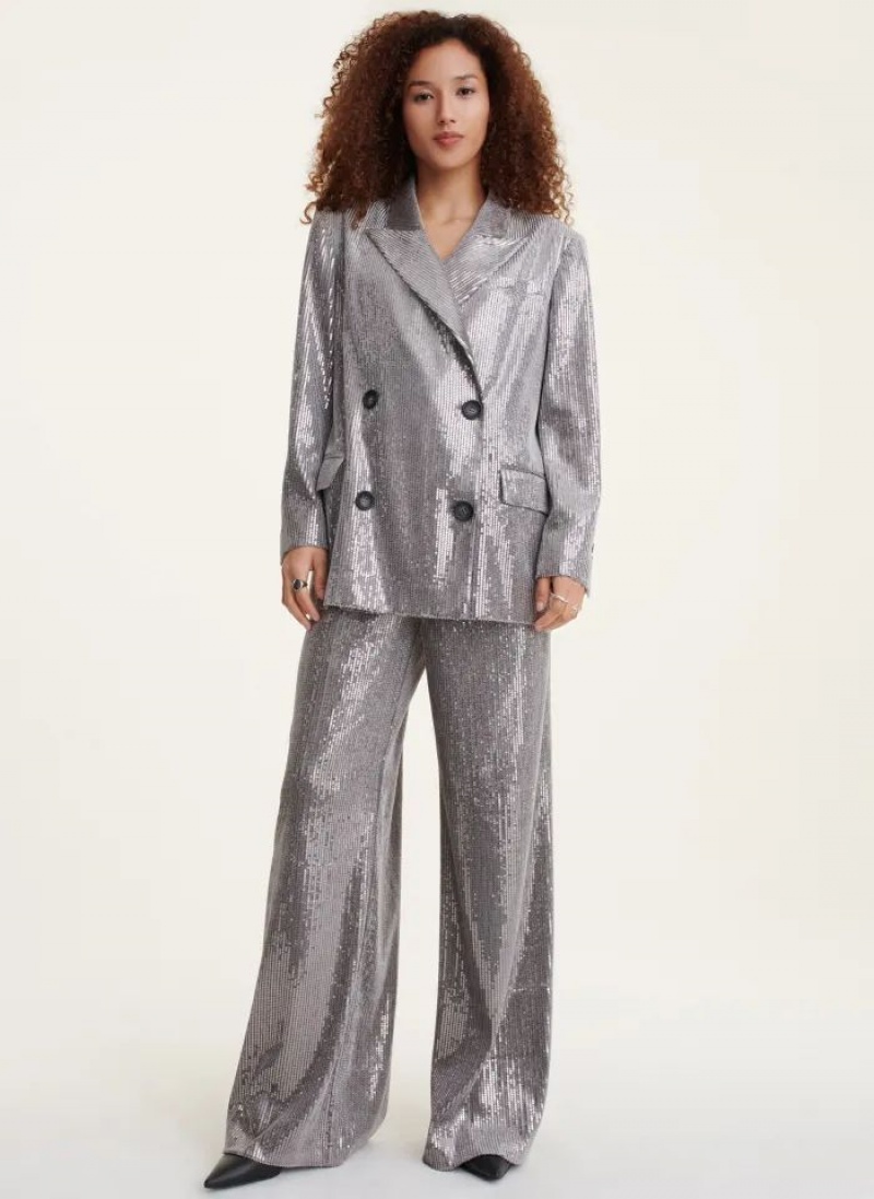 DKNY Oversized Sequin Blazer Damen Silber | Austria_D0211