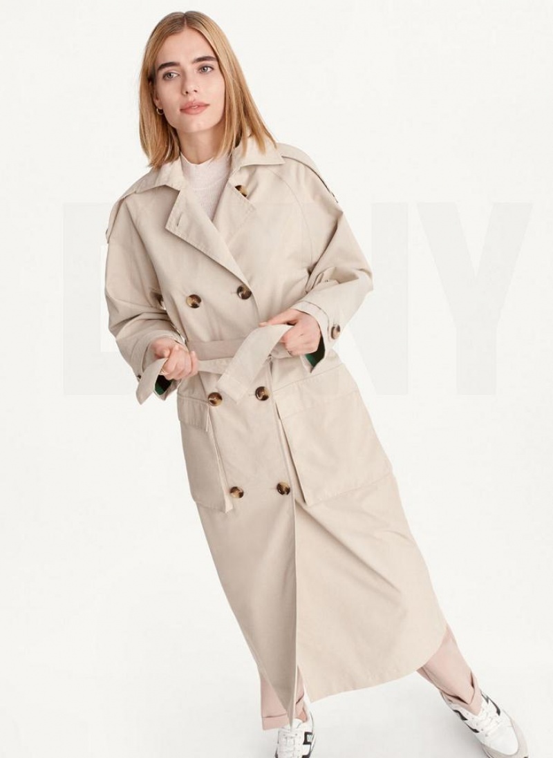 DKNY Oversized Trench With Inner Details Jacken Damen Braun | Austria_D1261