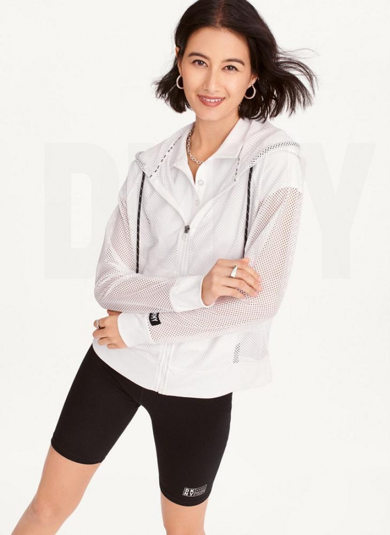 DKNY Ozone Mesh Relaxed Full Zip Jacken Damen Weiß | Austria_D1211