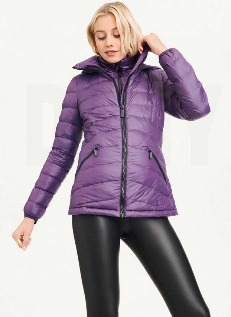 DKNY Packable Pufferjacke Damen Lila | Austria_D0336