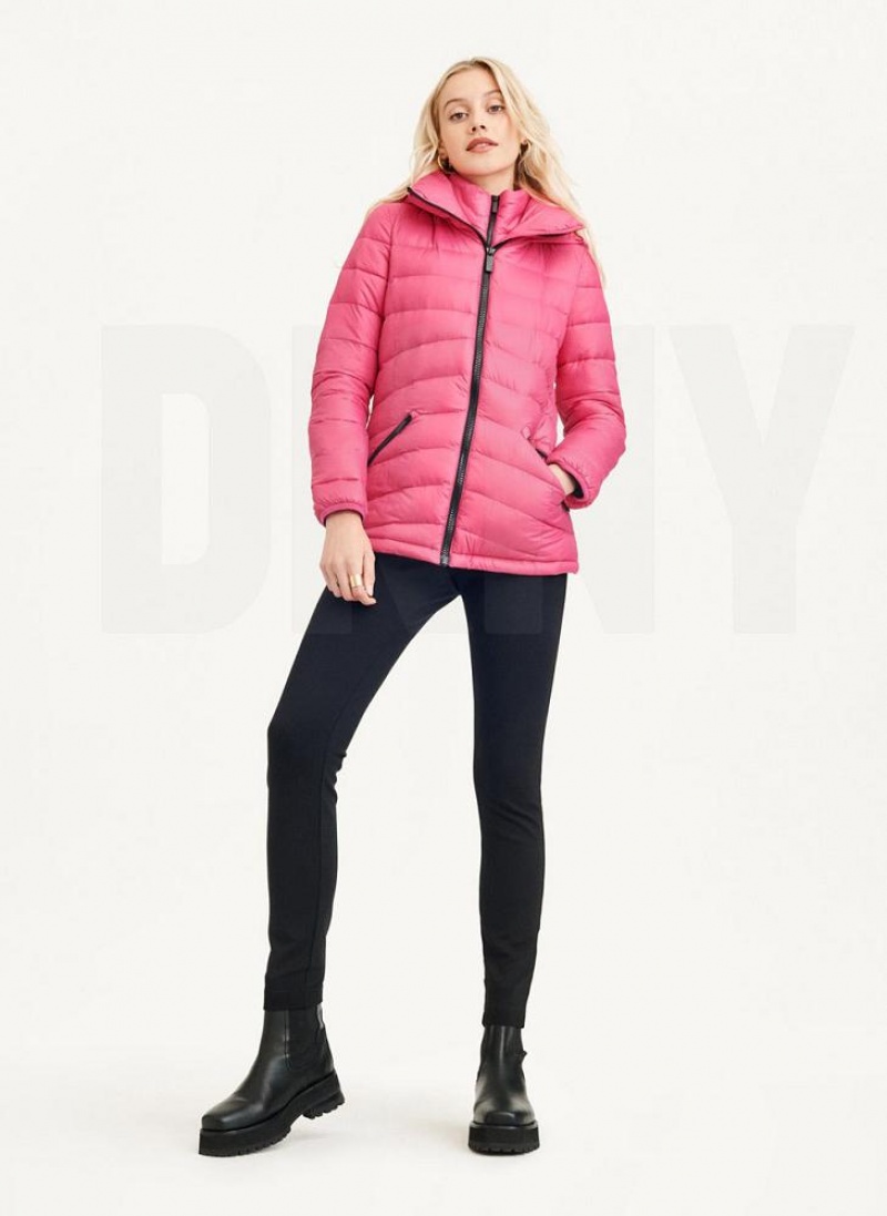 DKNY Packable Pufferjacke Damen Rosa | Austria_D1463