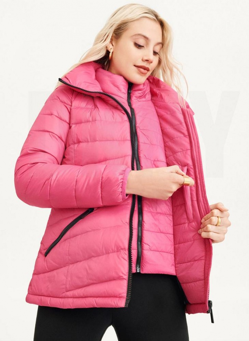 DKNY Packable Pufferjacke Damen Rosa | Austria_D1463