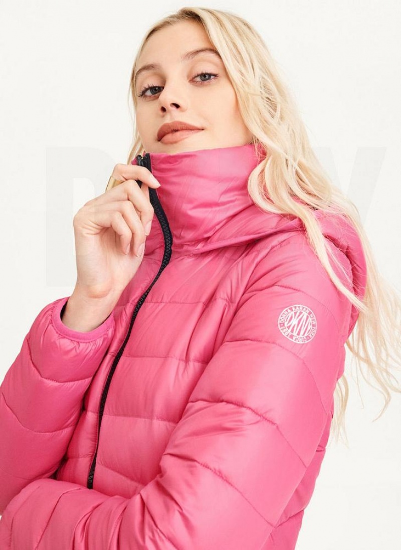 DKNY Packable Pufferjacke Damen Rosa | Austria_D1463