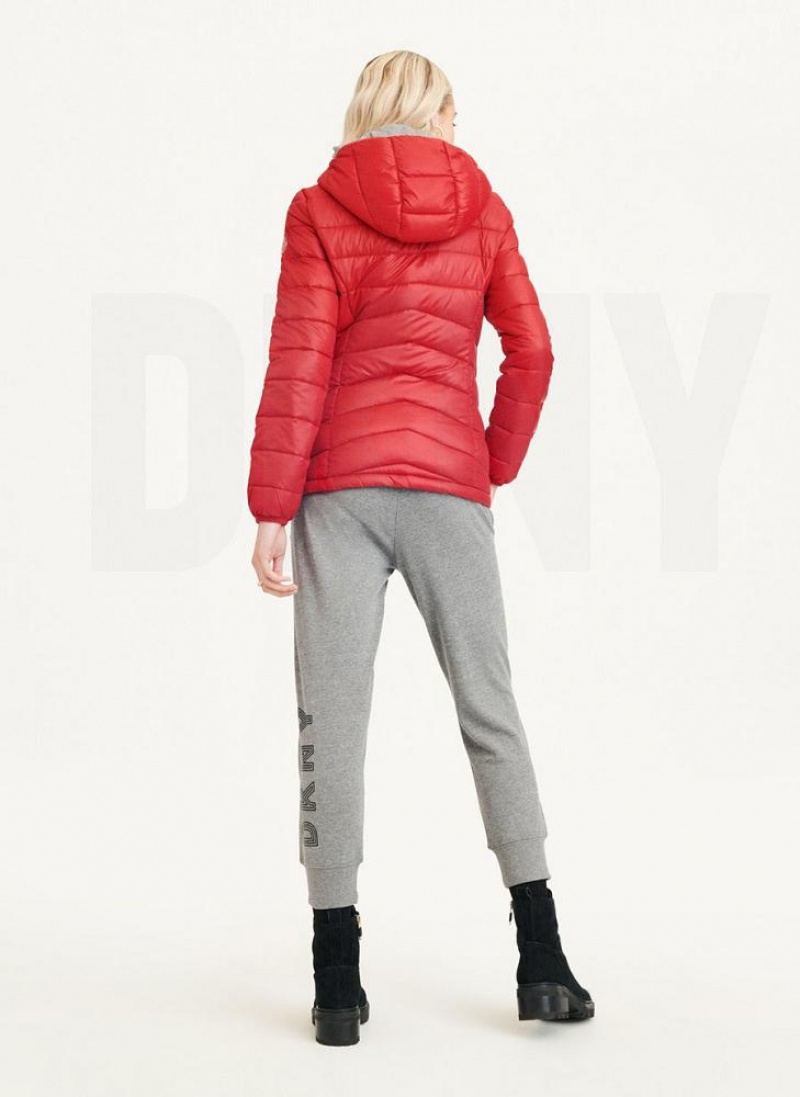 DKNY Packable Pufferjacke Damen Rot | Austria_D1804