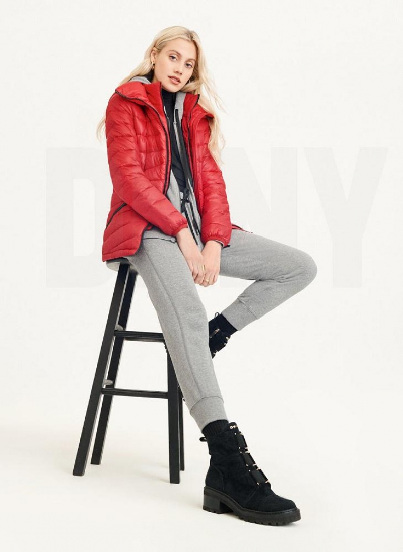 DKNY Packable Pufferjacke Damen Rot | Austria_D1804