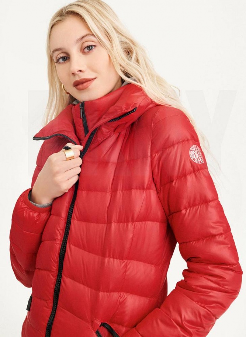 DKNY Packable Pufferjacke Damen Rot | Austria_D1804