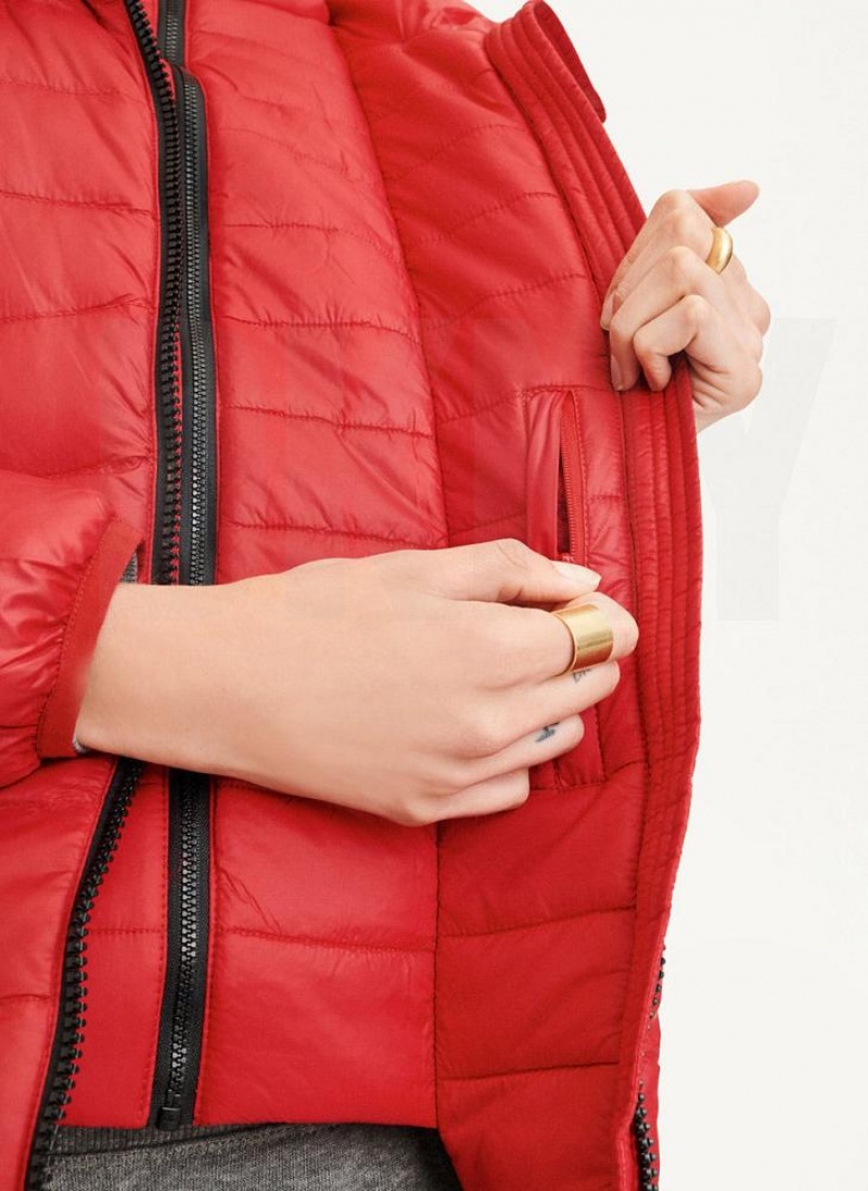 DKNY Packable Pufferjacke Damen Rot | Austria_D1804