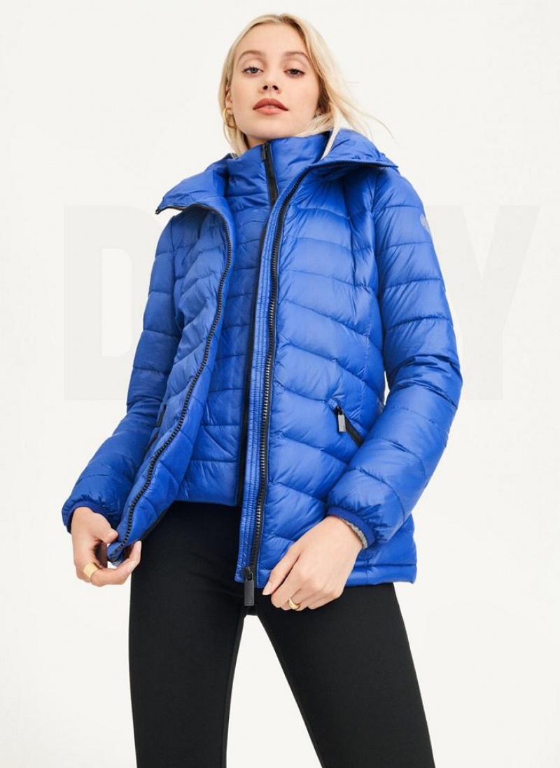 DKNY Packable Pufferjacke Damen Tiefesblau | Austria_D0757