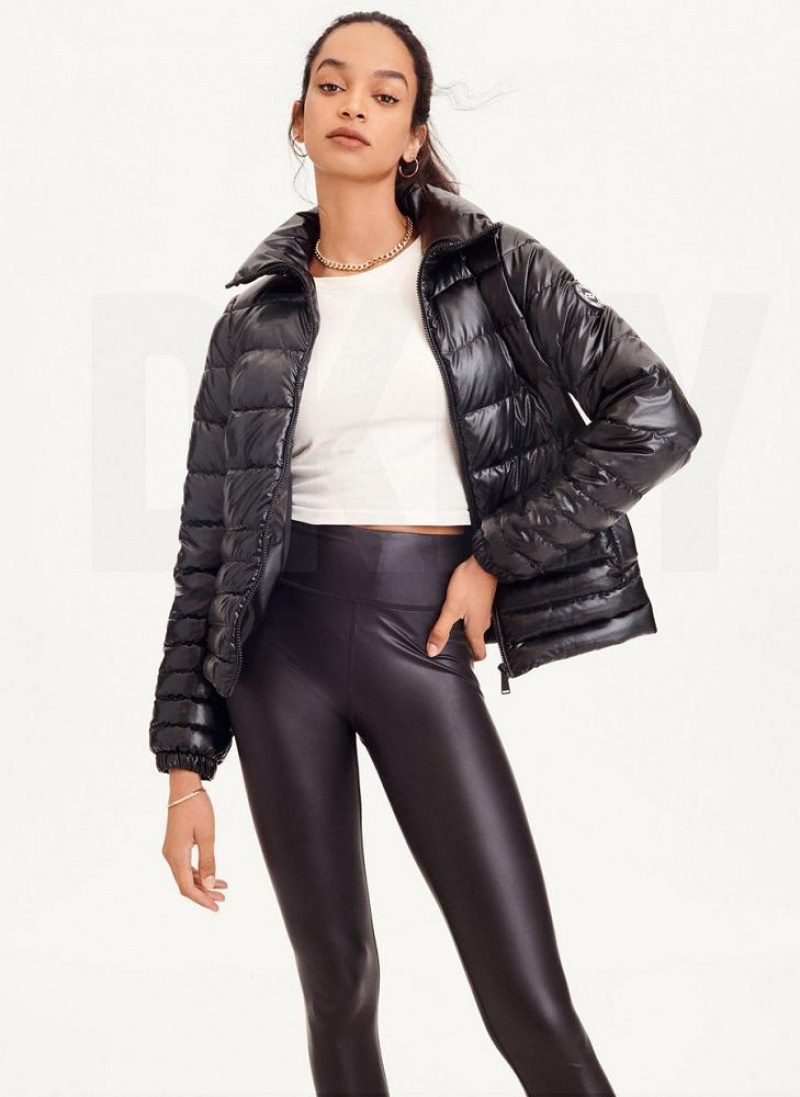 DKNY Packable Ripstop Pufferjacke Damen Schwarz | Austria_D1321