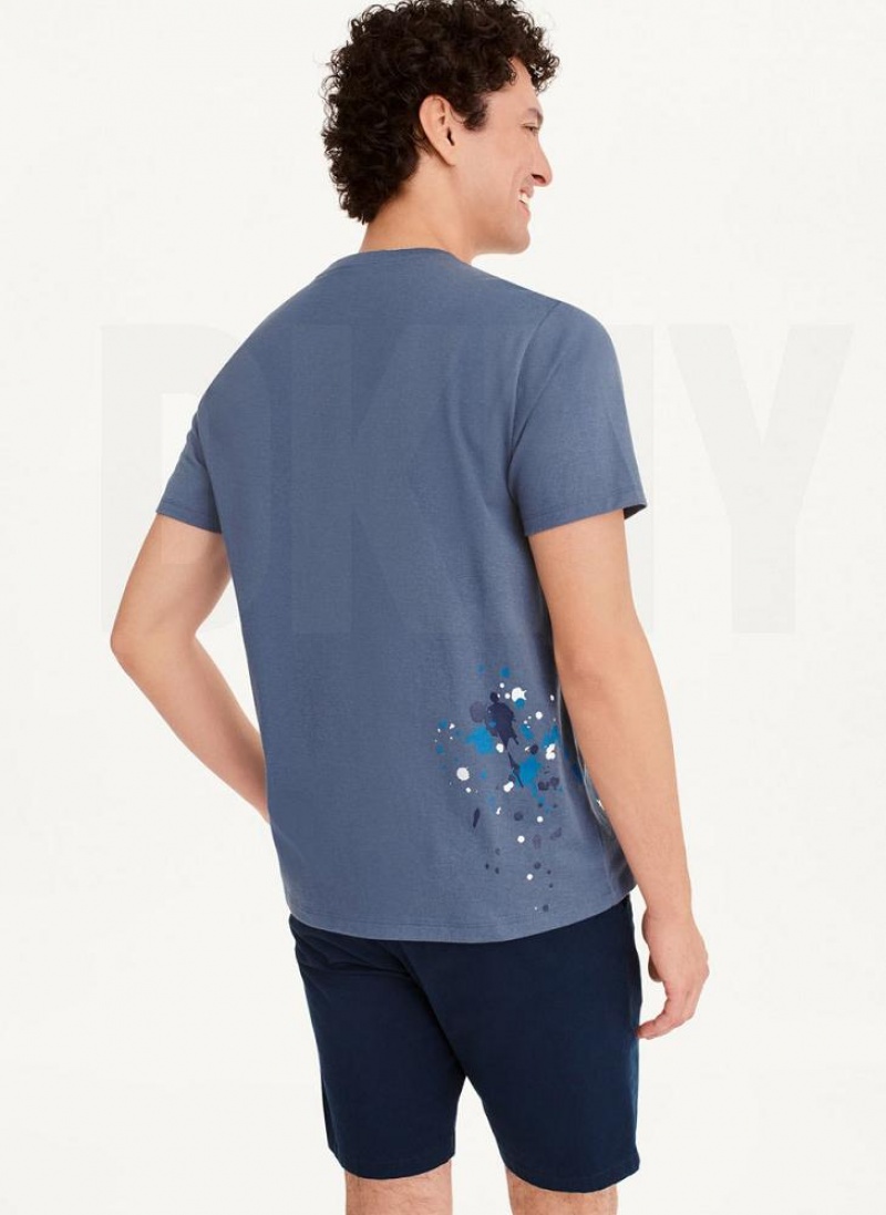 DKNY Paint Splatter T-shirts Herren Indigo | Austria_D1437