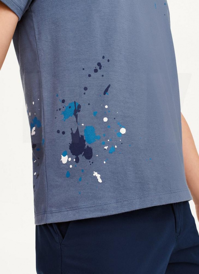 DKNY Paint Splatter T-shirts Herren Indigo | Austria_D1437