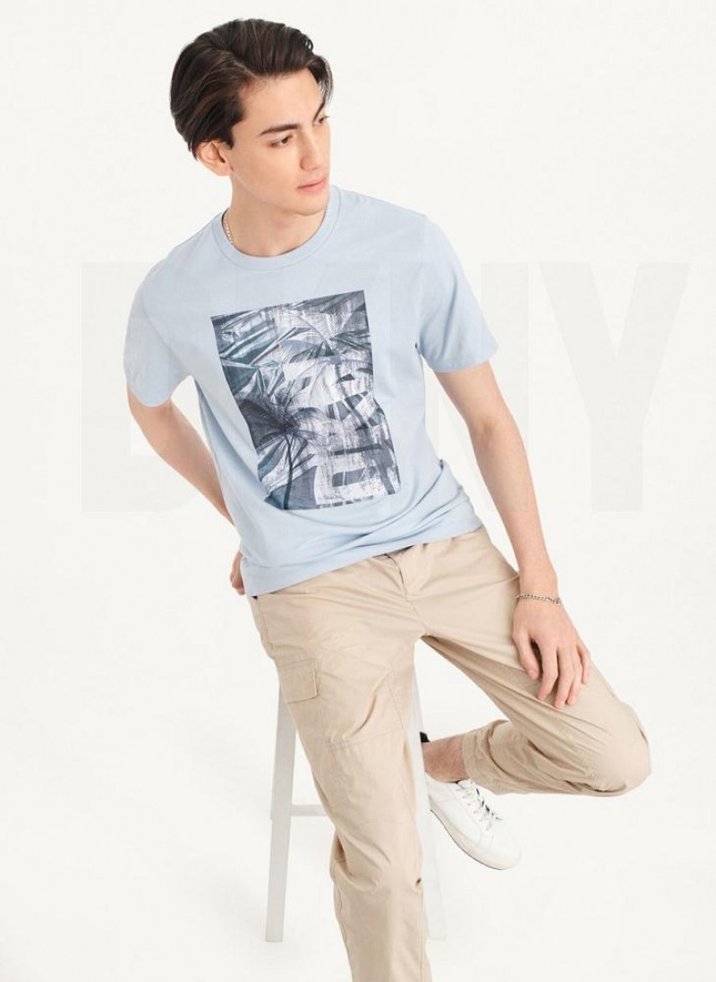 DKNY Palm Distress T-shirts Herren Blau | Austria_D0640