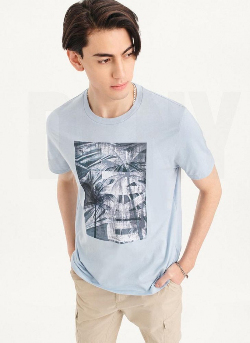 DKNY Palm Distress T-shirts Herren Blau | Austria_D0640