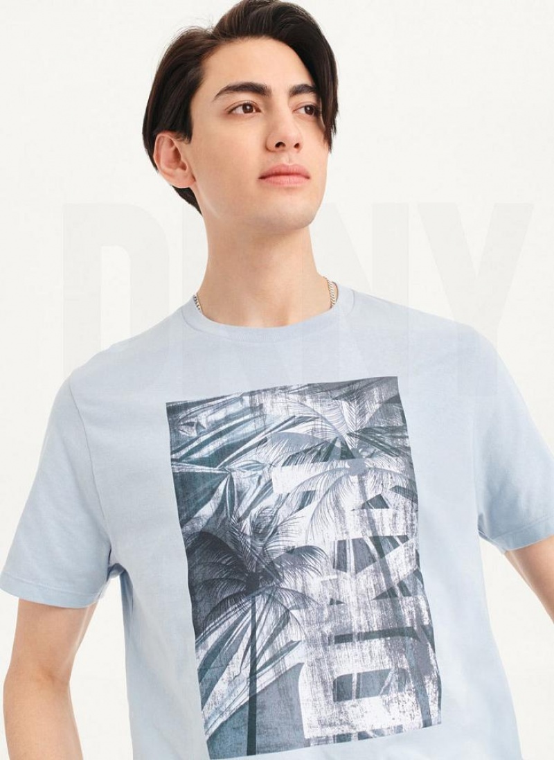 DKNY Palm Distress T-shirts Herren Blau | Austria_D0640