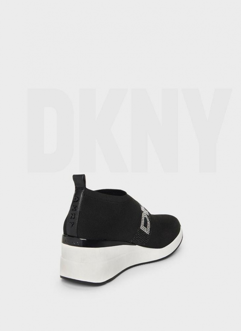 DKNY Parks Rhinestone Wedge Sneakers Damen Schwarz | Austria_D0830