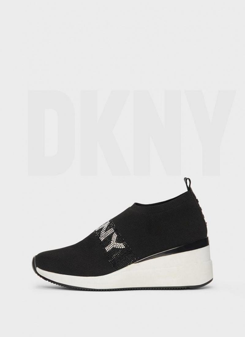 DKNY Parks Rhinestone Wedge Sneakers Damen Schwarz | Austria_D0830