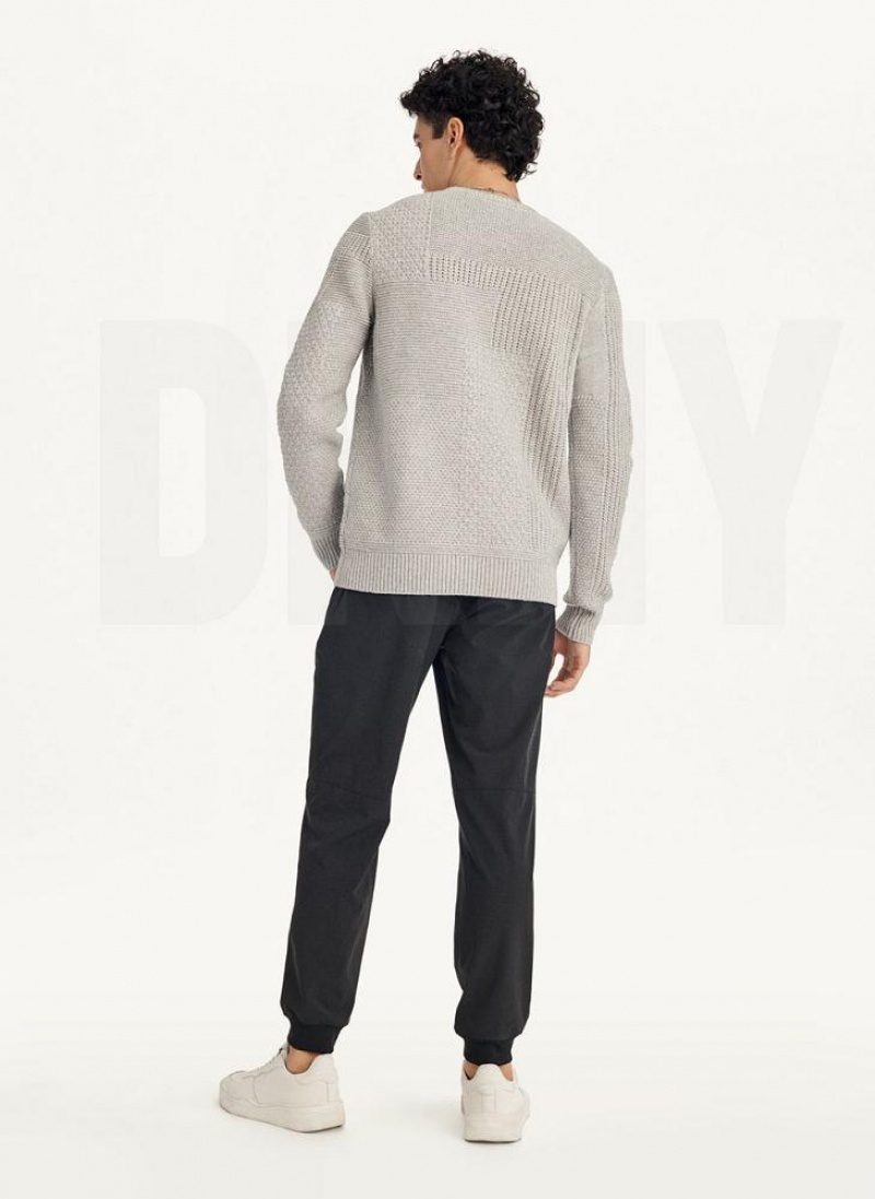 DKNY Patchwork Stitch Crewneck Pullover Herren Hellgrau | Austria_D0619