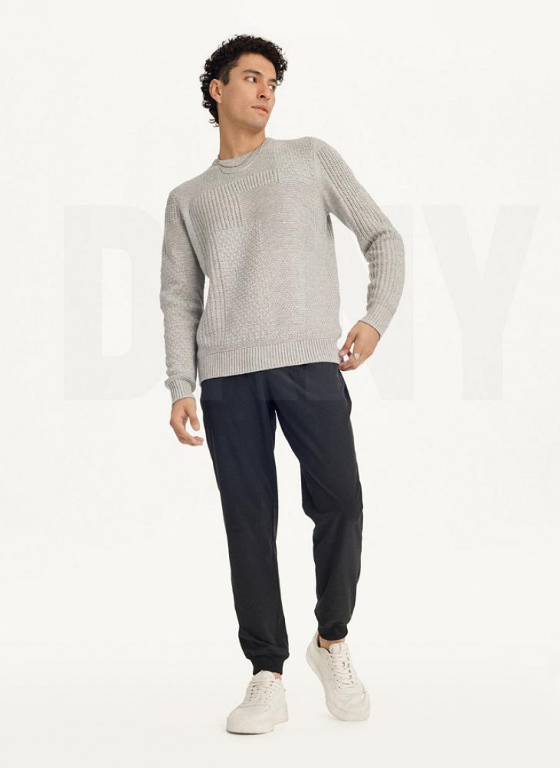 DKNY Patchwork Stitch Crewneck Pullover Herren Hellgrau | Austria_D0619