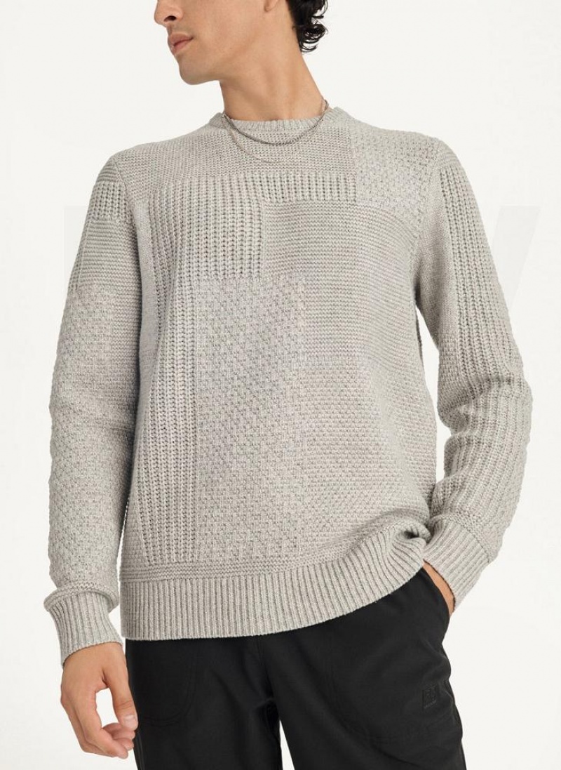 DKNY Patchwork Stitch Crewneck Pullover Herren Hellgrau | Austria_D0619