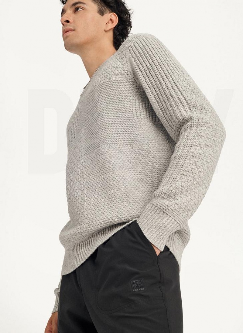 DKNY Patchwork Stitch Crewneck Pullover Herren Hellgrau | Austria_D0619