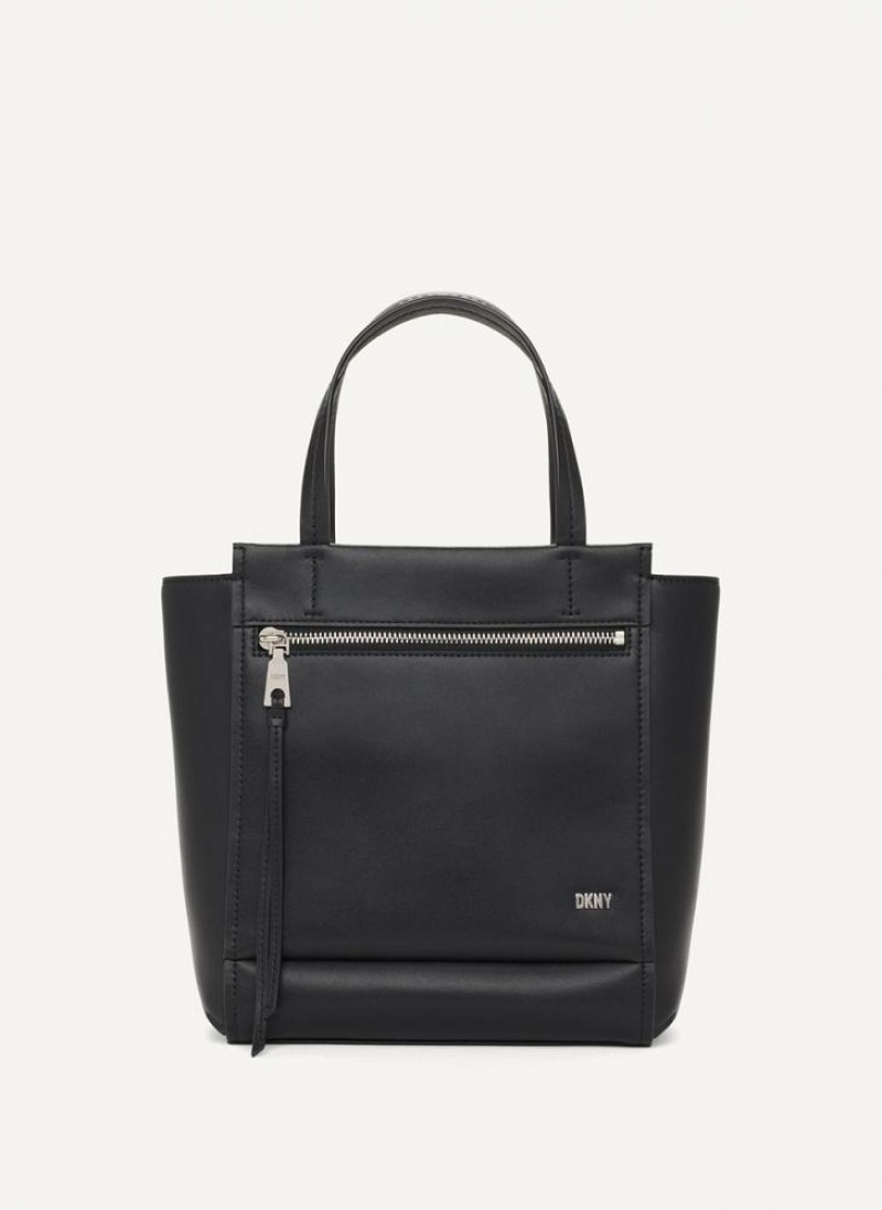 DKNY Pax North-South Tote Umhängetasche Damen Schwarz Silber | Austria_D0175