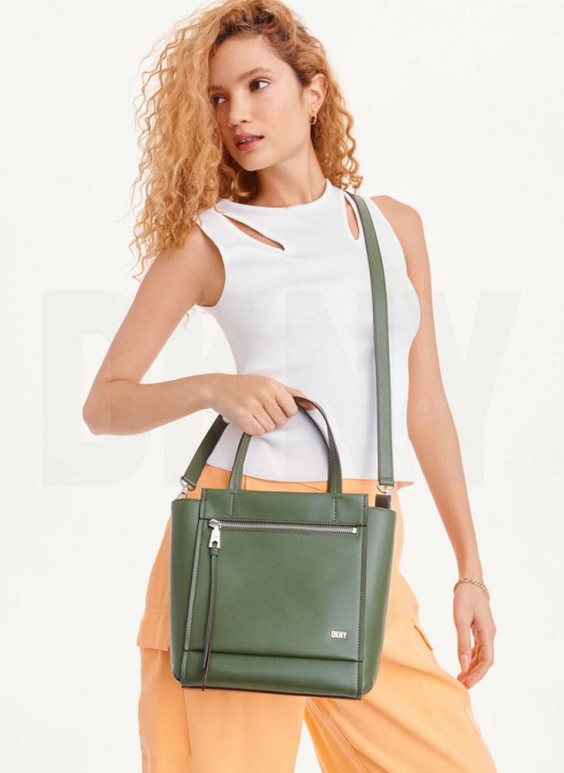 DKNY Pax North-South Tote Umhängetasche Damen Grün | Austria_D0596