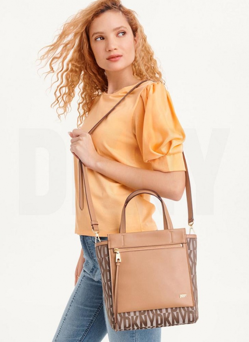 DKNY Pax North-South Tote Umhängetasche Damen Braun | Austria_D0330