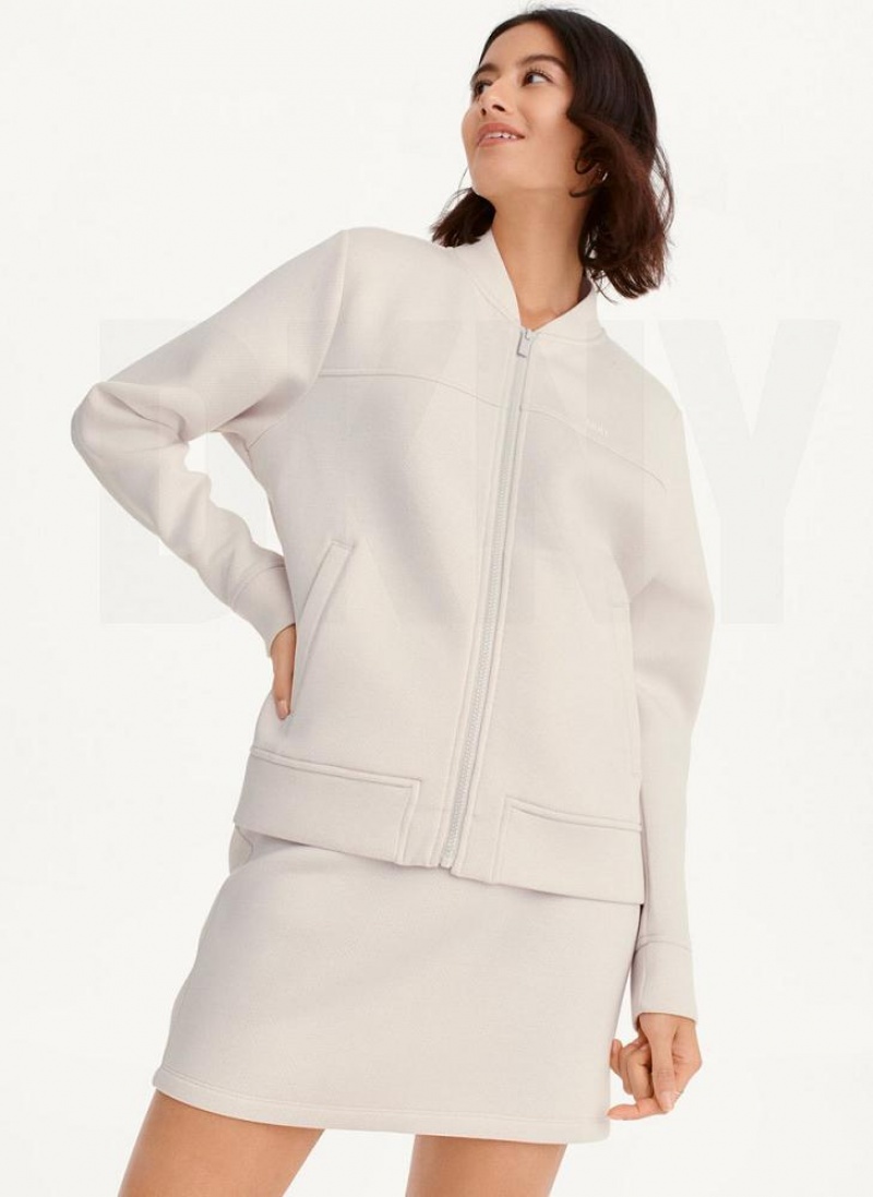 DKNY Perforated Scuba Bomber Jacken Damen Braun | Austria_D0935