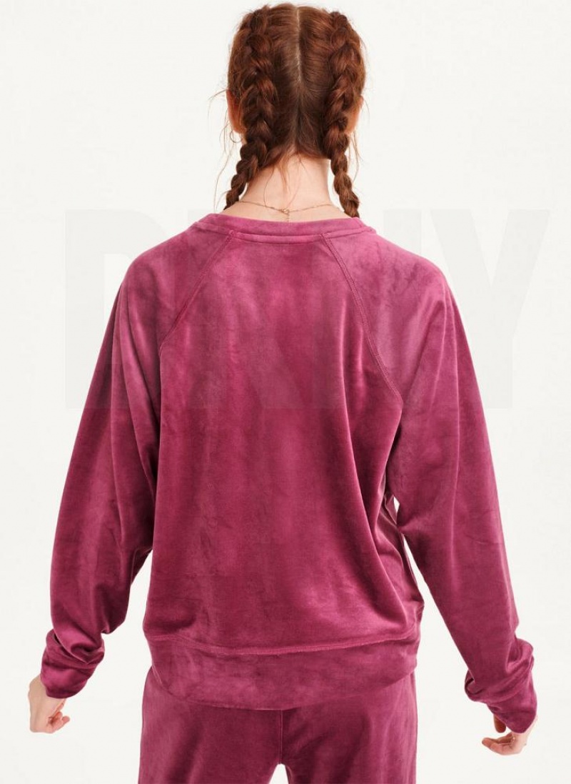 DKNY Platinum Velour Pullover Sweatshirts Damen Lila | Austria_D1275