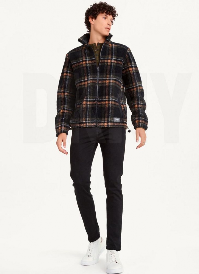 DKNY Plush Plaid Shirt Jacken Herren Schwarz | Austria_D0286