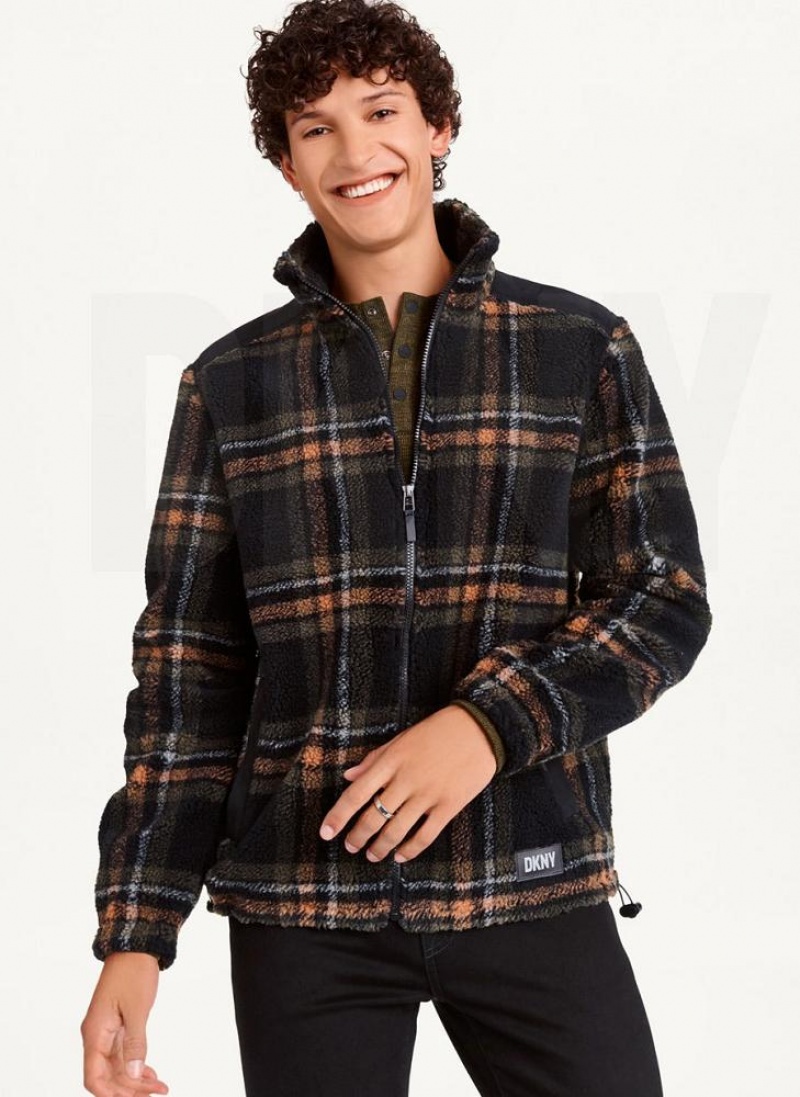 DKNY Plush Plaid Shirt Jacken Herren Schwarz | Austria_D0286