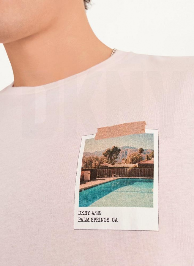 DKNY Polaroid Pic T-shirts Herren Rosa | Austria_D0527