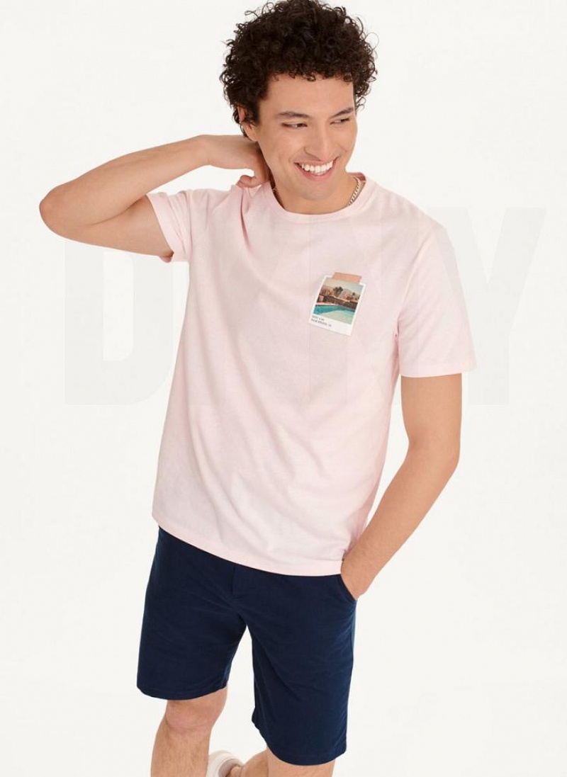 DKNY Polaroid Pic T-shirts Herren Rosa | Austria_D0527