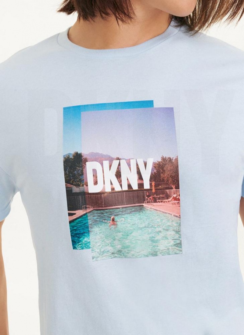 DKNY Pool Graphic T-shirts Herren Blau | Austria_D0758