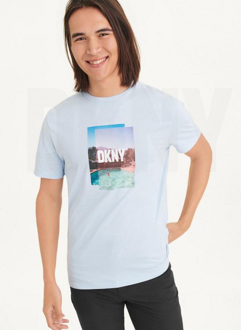 DKNY Pool Graphic T-shirts Herren Blau | Austria_D0758