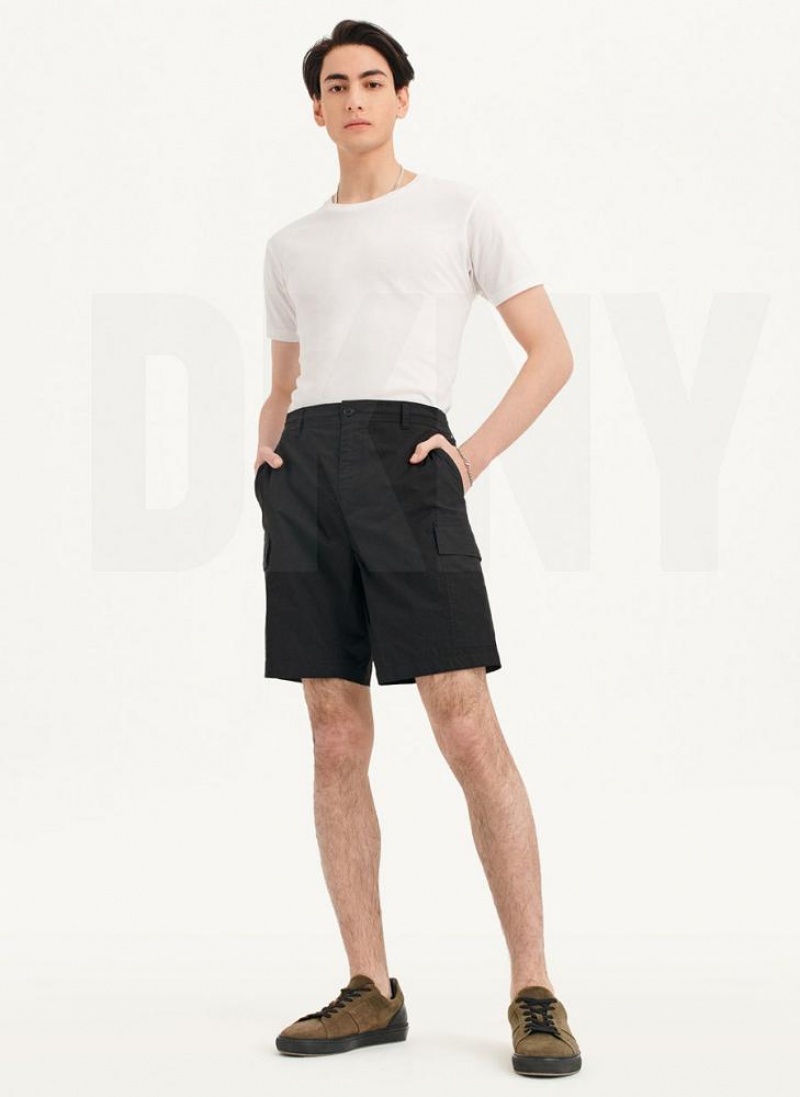 DKNY Poplin Cargo Kurze Hose Herren Schwarz | Austria_D0837