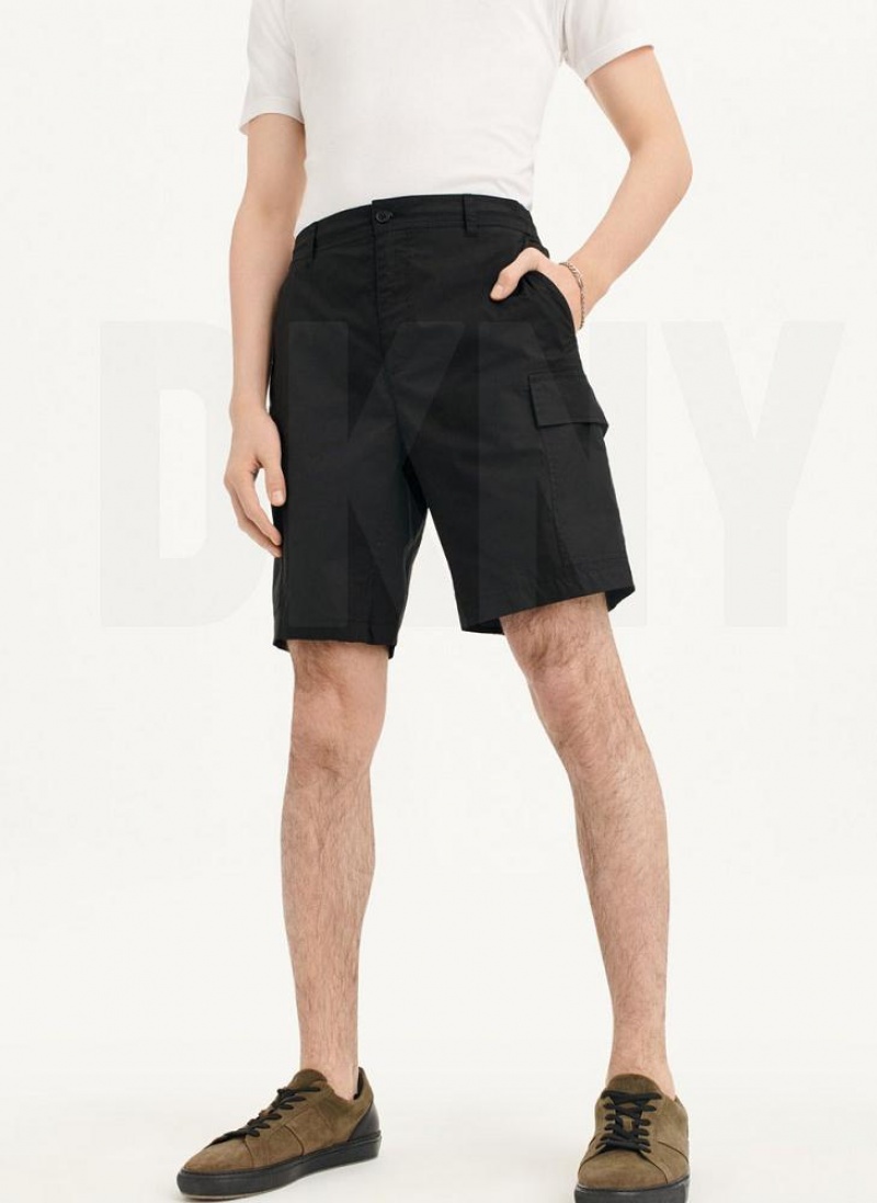 DKNY Poplin Cargo Kurze Hose Herren Schwarz | Austria_D0837