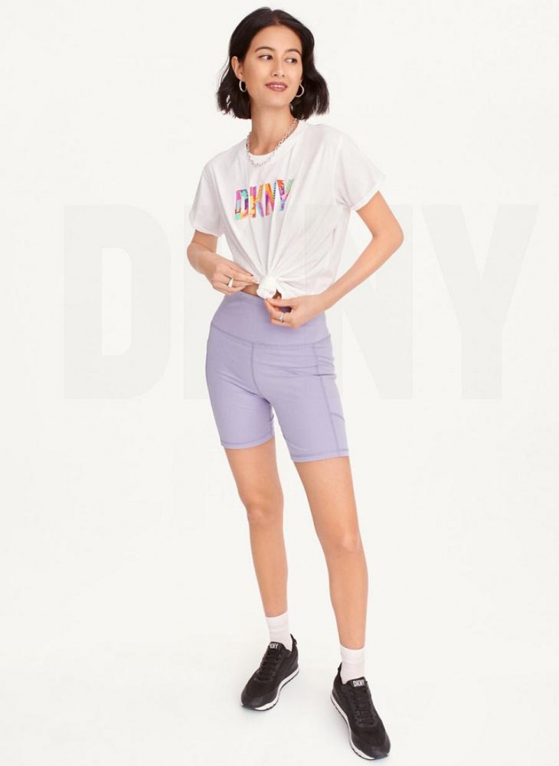 DKNY Pride Logo Knot Front T-shirts Damen Weiß | Austria_D1594