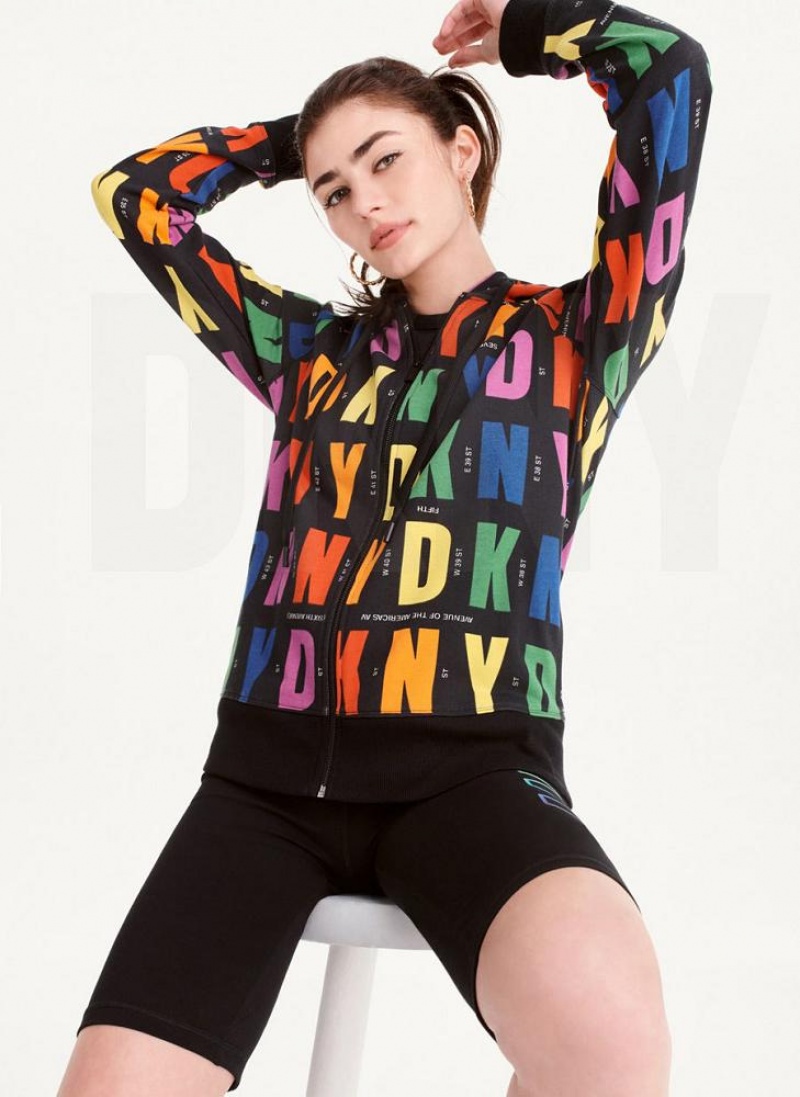 DKNY Pride Logo Zip Front Hoodies Damen Schwarz | Austria_D0974