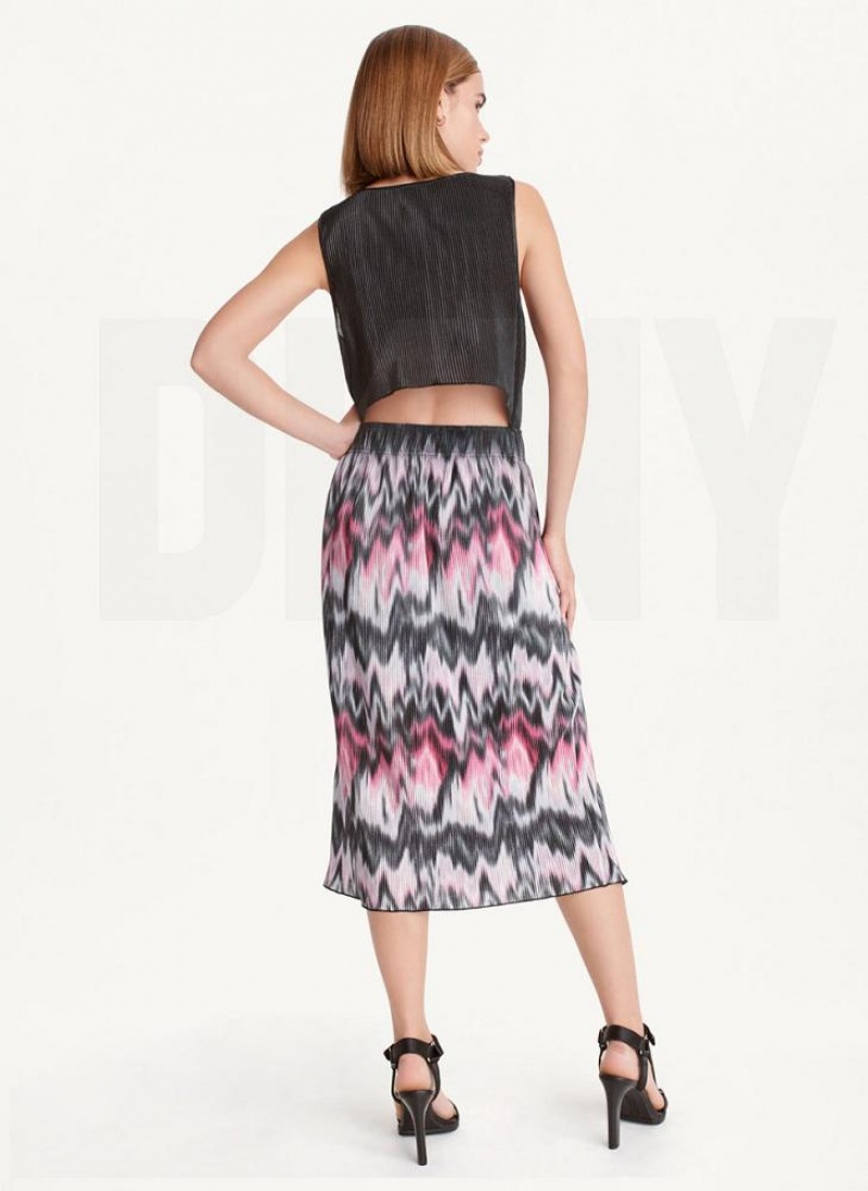 DKNY Printed Falten Kleid Damen Lila | Austria_D1698