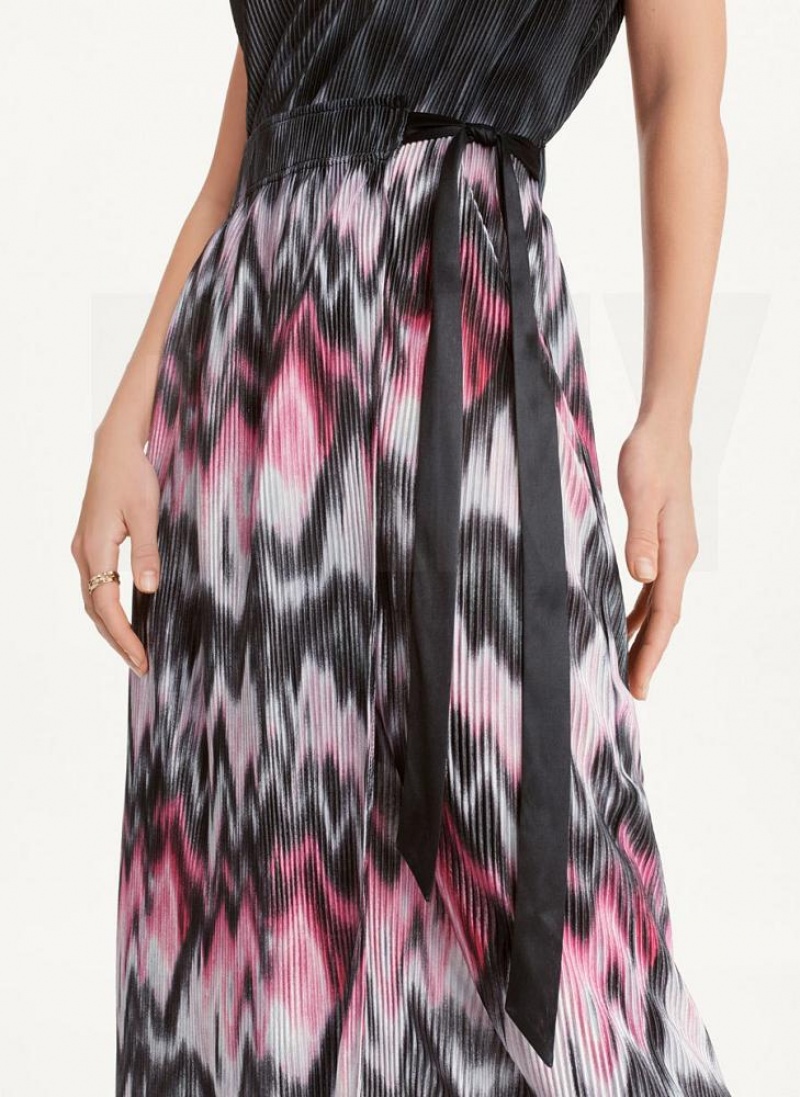 DKNY Printed Falten Kleid Damen Lila | Austria_D1698