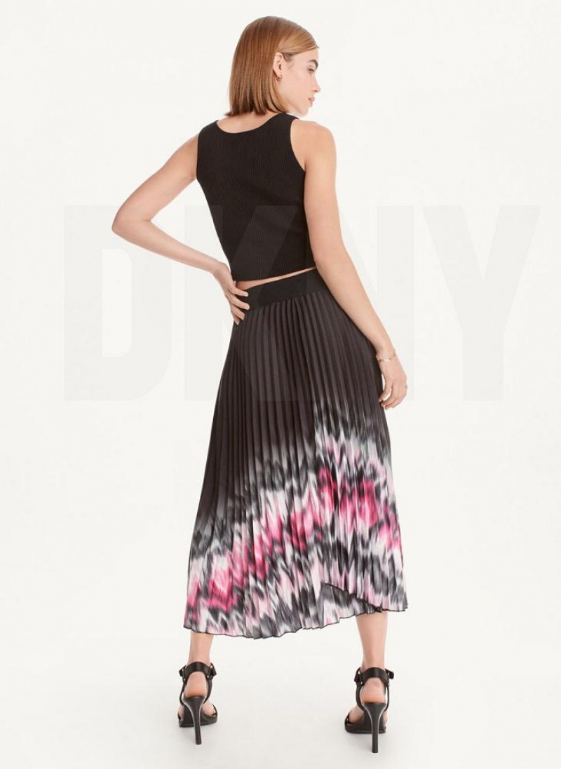 DKNY Printed Falten Midi Röcke Damen Lila | Austria_D0124