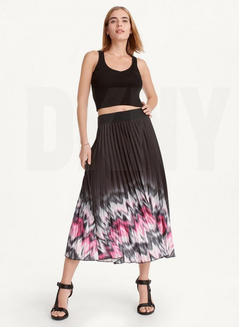 DKNY Printed Falten Midi Röcke Damen Lila | Austria_D0124