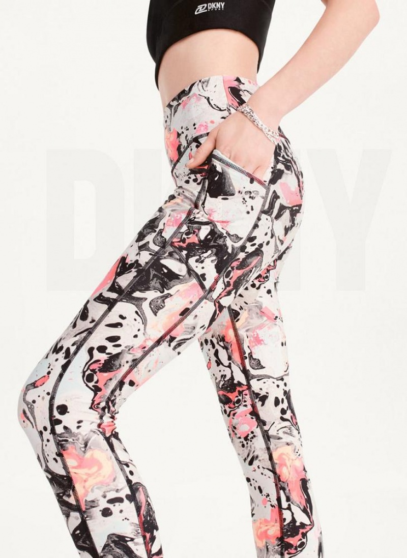 DKNY Printed Leggings Damen Rosa | Austria_D1674