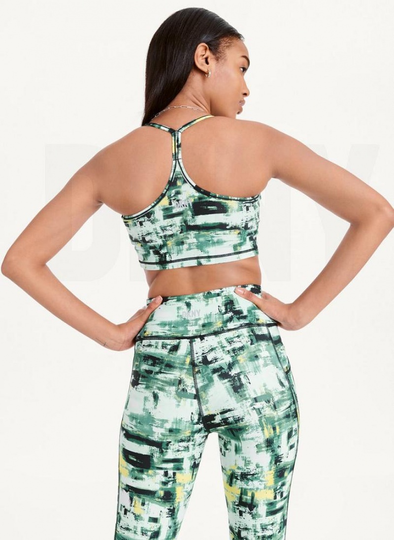 DKNY Printed Racerback Sports Bra Tanktop Damen Grün | Austria_D0703