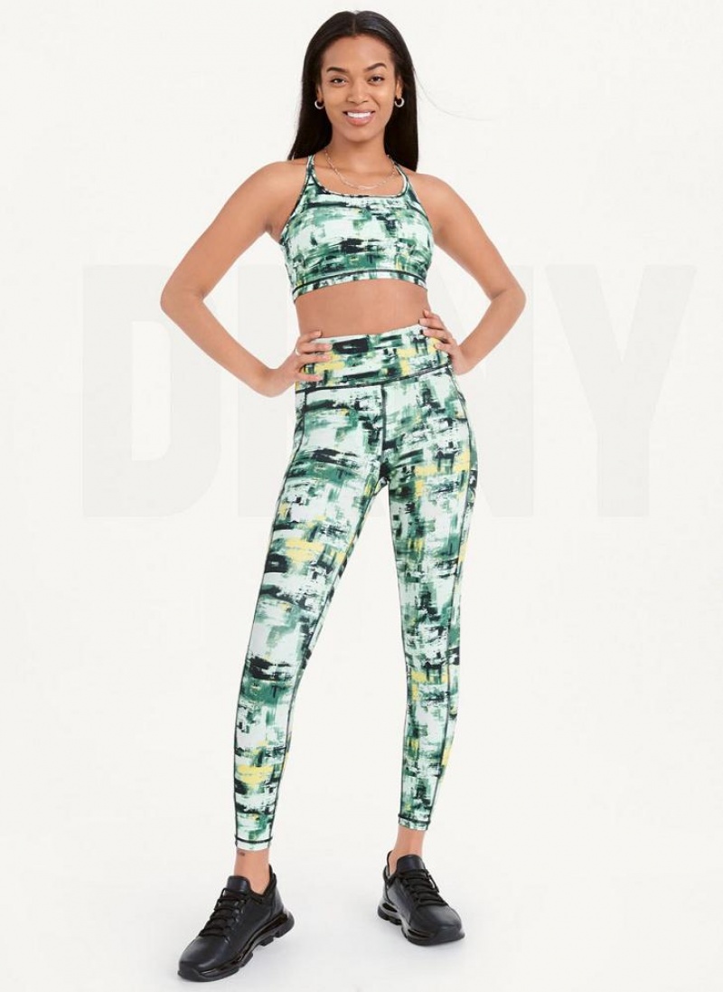 DKNY Printed Racerback Sports Bra Tanktop Damen Grün | Austria_D0703