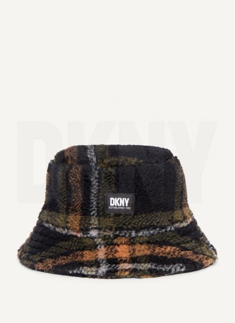 DKNY Printed Sherpa Bucket Hüte Herren Schwarz | Austria_D0316