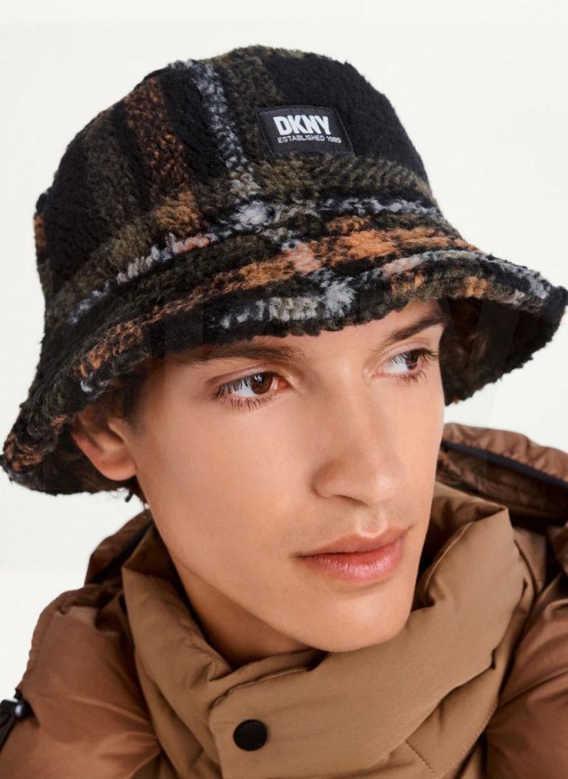 DKNY Printed Sherpa Bucket Hüte Herren Schwarz | Austria_D0316