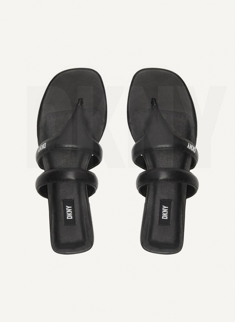 DKNY Puffy Riemen Tanga Flip Flops Damen Schwarz | Austria_D1653